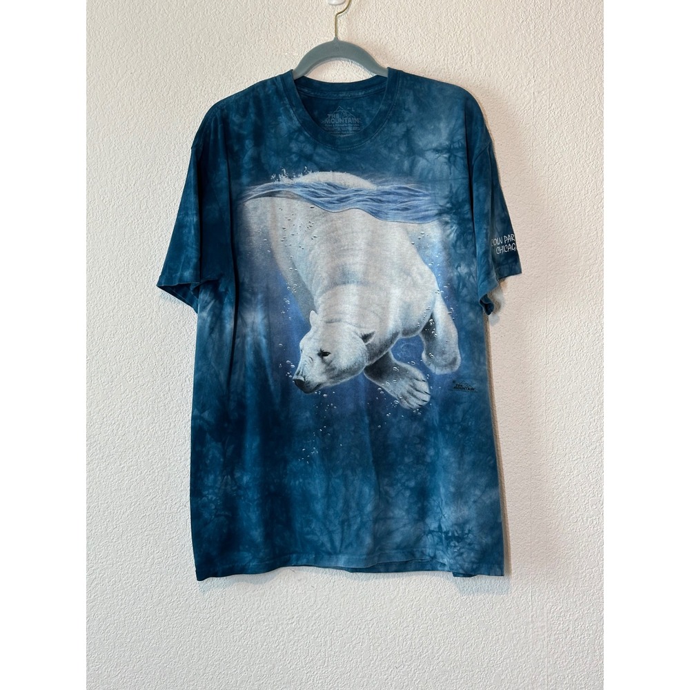The Mountain Polar Bear Tie Dye Graphic T-Shirt Blue Lincoln Park Zoo Large
